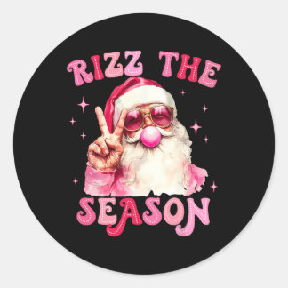 Rizz The Season Santa Pink Bubble Gum Rizzmas Chri Classic Round Sticker