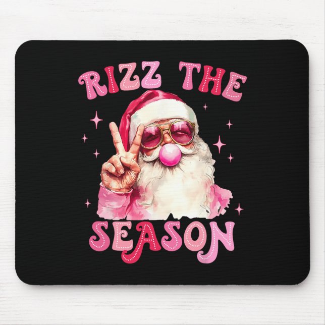 Rizz The Season Santa Pink Bubble Gum Rizzmas Chri Mouse Pad (Front)