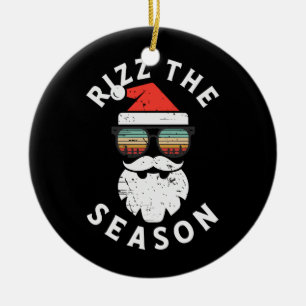 Rizz the Season Santa Retro Sunglasses Christmas Ceramic Ornament