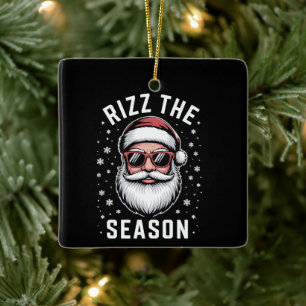 Rizz the Season Silly Christmas Funny Santa Ceramic Ornament