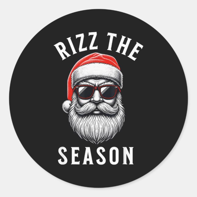 Rizz The Season Silly Christmas Funny Santa Men Te Classic Round Sticker (Front)