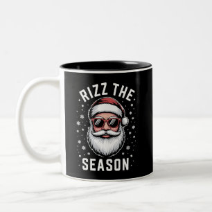Rizz the Season Silly Christmas Funny Santa Two-Tone Coffee Mug