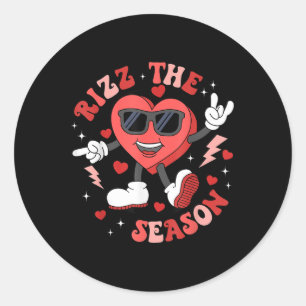Rizz The Season Valentine Dancing Heart Valentine Classic Round Sticker