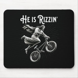 Rizzler Getting Air Funny Rizz He Is Rizzin Jesus Mouse Pad