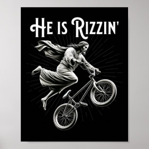 Rizzler Getting Air Funny Rizz He Is Rizzin Jesus  Poster