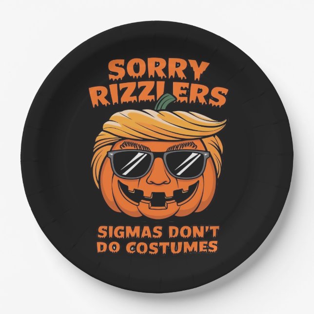 Rizzlers, Sigmas Don’t Do Costumes - Trumpkin Sigm Paper Plate (Front)