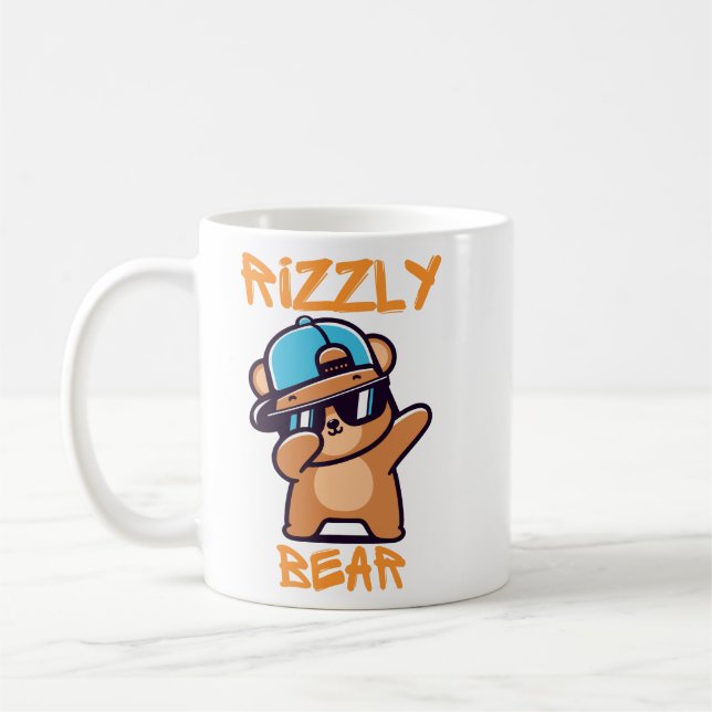 Rizzly Bear Cool Bear with sunglasses Coffee Mug (Left)