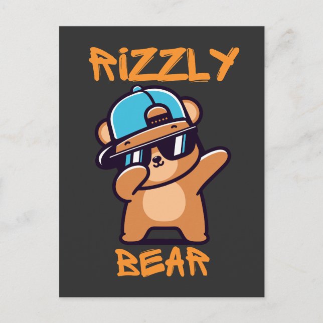 Rizzly Bear Cool Bear with sunglasses Postcard (Front)