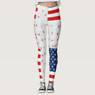 rmdesignflo55 drawing USA Flag on a red background Leggings