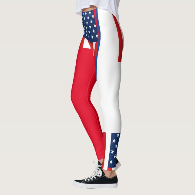 rmdesignflo55 USA Flag a red Leggings (Left)