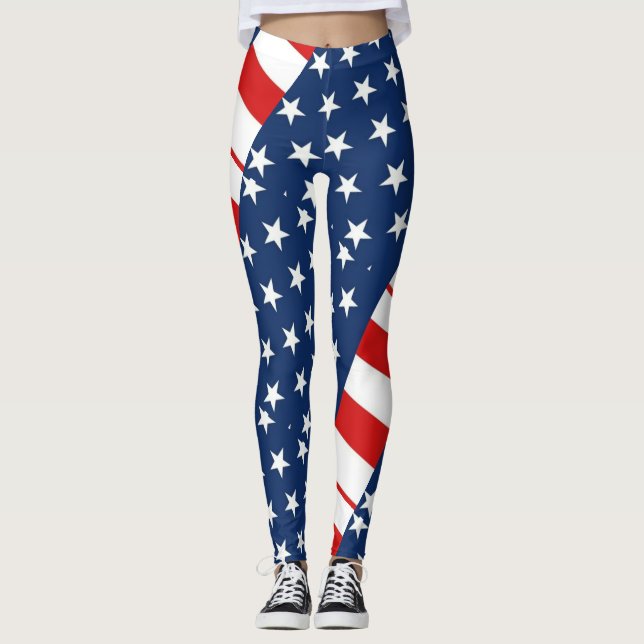  rmdesignflo55 USA Flag Leggings a red background (Front)