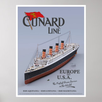 RMS Aquitania - Cunard Line (fiktives Plakat) Poster
