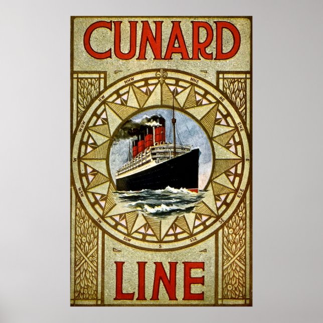 RMS Berengaria Vintage Cunard Line Poster (Front)