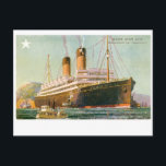 RMS Laurentic Postcard<br><div class="desc">Vinatge ocean liner illustration of White Star Line's RMS Laurentic of 1927. Built for the Liverpool to Quebec and Montreal Canadian transatlantic trade until 1935. She was used for trooping duties in the late 1930's and was fitted out as an armed merchant cruiser by the British but was lost to...</div>
