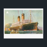 RMS Laurentic Postcard<br><div class="desc">Vinatge ocean liner illustration of White Star Line's RMS Laurentic of 1927. Built for the Liverpool to Quebec and Montreal Canadian transatlantic trade until 1935. She was used for trooping duties in the late 1930's and was fitted out as an armed merchant cruiser by the British but was lost to...</div>