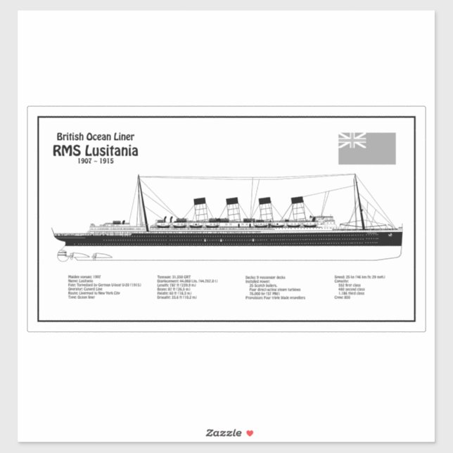RMS Lusitania - Ship Blueprint Plans BD (Sheet)