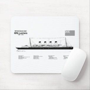 RMS Lusitania - Ship Blueprint Plans BD Mouse Pad