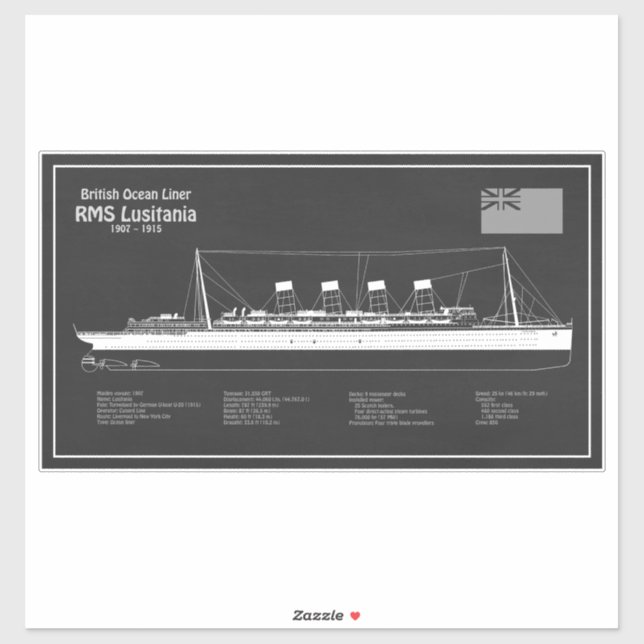 RMS Lusitania - Ship Blueprint Plans PBD (Sheet)