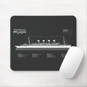 RMS Lusitania - Ship Blueprint Plans PBD Mouse Pad