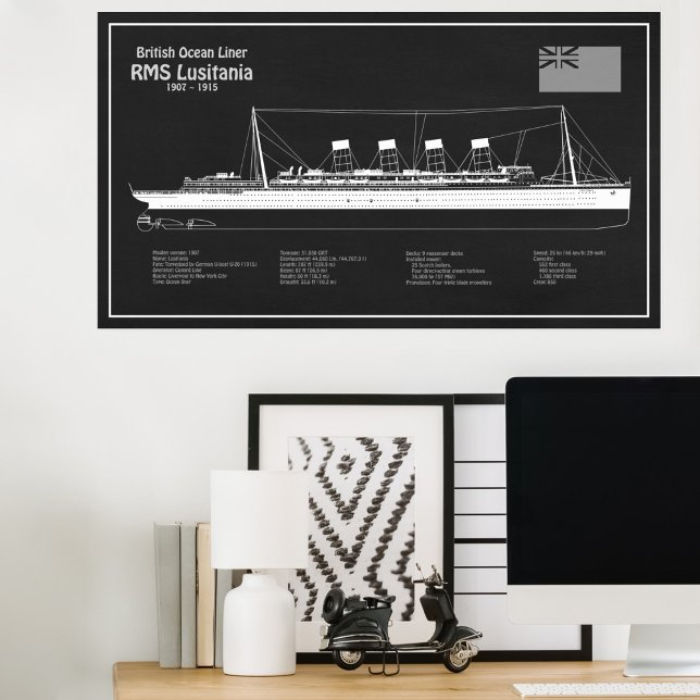 RMS Lusitania - Ship Blueprint Plans PBD Poster (Creator Uploaded)
