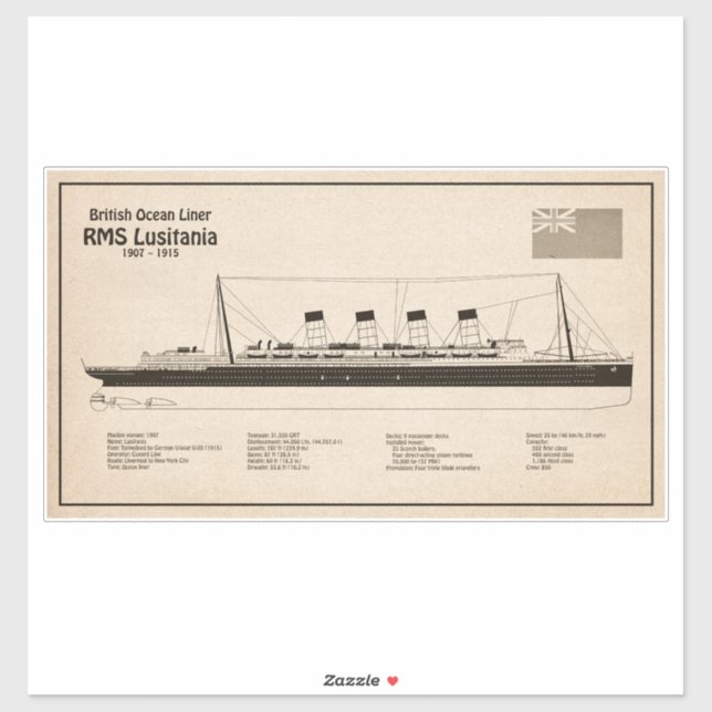 RMS Lusitania - Ship Blueprint Plans SD (Sheet)