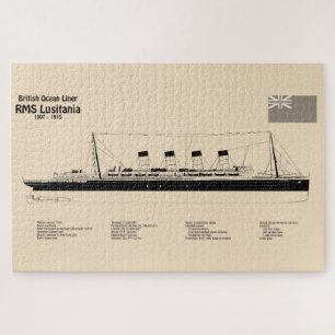 RMS Lusitania - Ship Blueprint Plans SD Jigsaw Puzzle