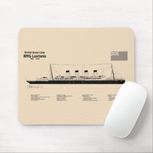 RMS Lusitania - Ship Blueprint Plans SD Mouse Pad