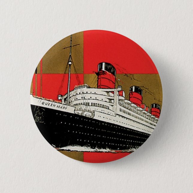 RMS Queen Mary 6 Cm Round Badge (Front)