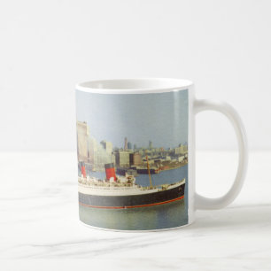 RMS Queen Mary Sailing New York 1950's Coffee Mug