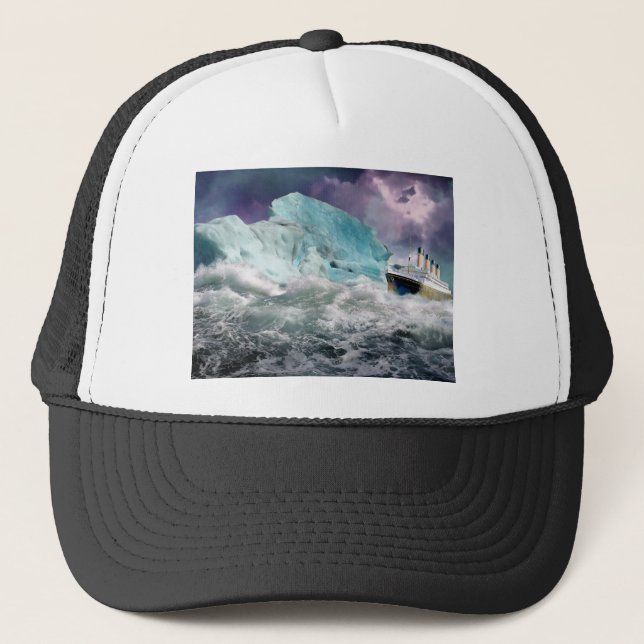 RMS Titanic and Iceberg Painting Trucker Hat (Front)