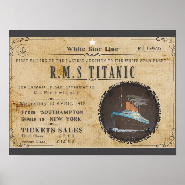 RMS TITANIC BOARDING ADVERSTING POSTER (Front)