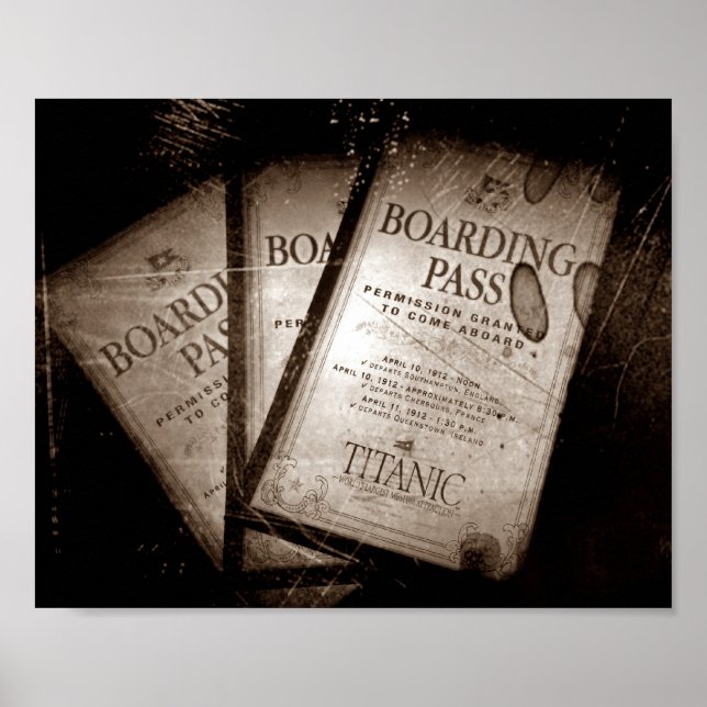 RMS Titanic Boarding Passes Poster (Front)