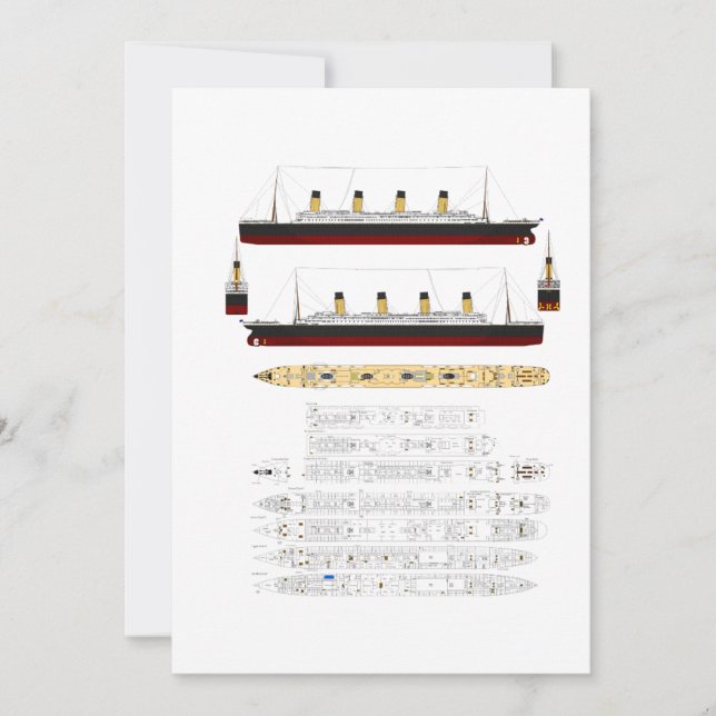 RMS Titanic Drawing and Diagram (Front)