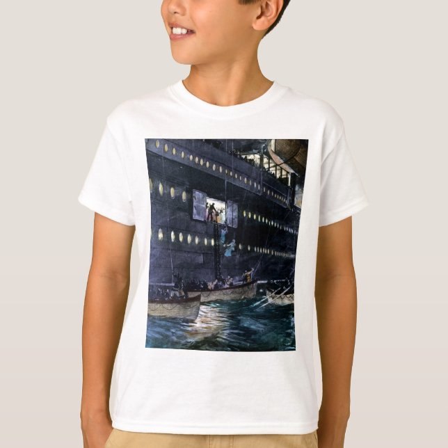 RMS Titanic Escape to the Lifeboats Quickly! T-Shirt (Front)