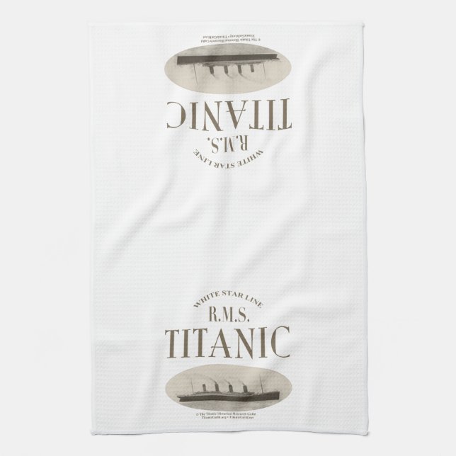 RMS Titanic Ghost Ship Sepia Kitchen Towel (Vertical)