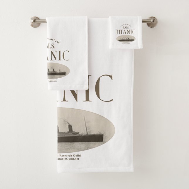 RMS Titanic Ghost Ship Sepia/White Bath Towel Set (Insitu)