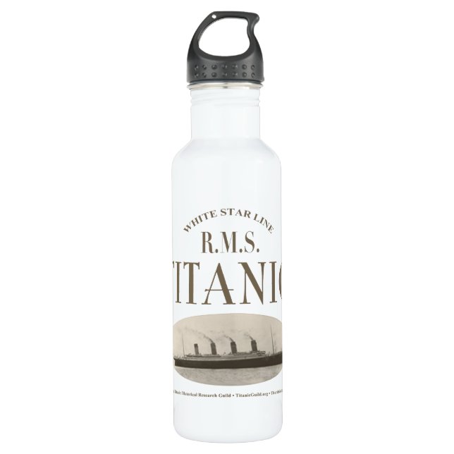 RMS Titanic Ghost Ship Sepia/White Water Bottle (Front)
