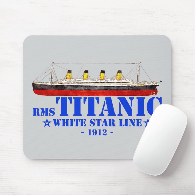 RMS Titanic Illustration - White Star Line 1912 Mouse Pad (With Mouse)