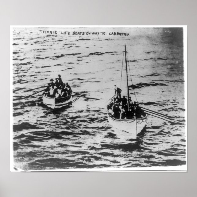 RMS Titanic - Life Boats on Way to RMS Carpathia Poster (Front)