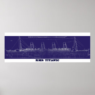 RMS Titanic Original Blueprint, Enhanced for Poster