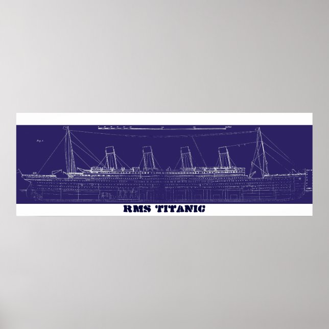 RMS Titanic Original Blueprint, Enhanced for Poster (Front)