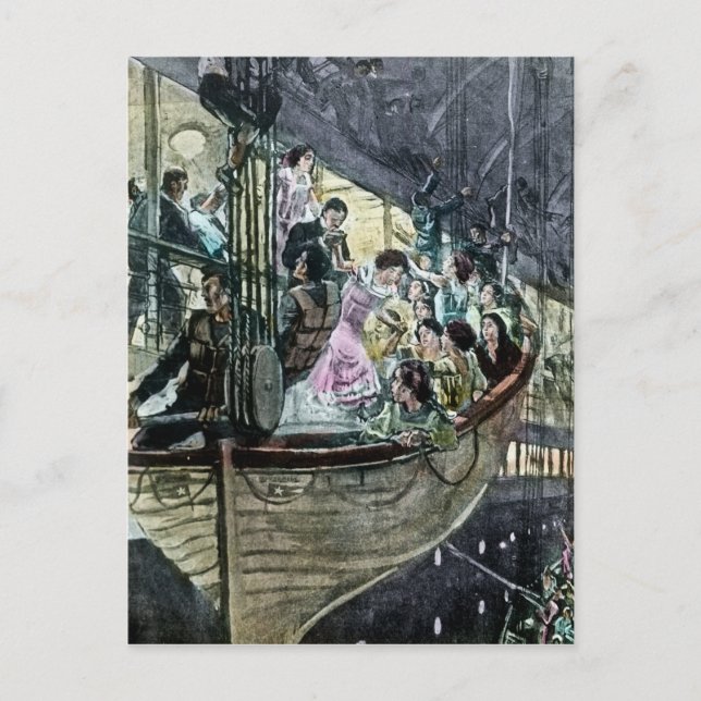 RMS Titanic Panic on Deck Rush for the Lifeboats Postcard (Front)