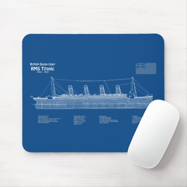 RMS Titanic Ship Blueprint Plans ABD Mouse Pad (With Mouse)