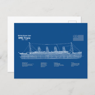 RMS Titanic Ship Blueprint Plans ABD Postcard