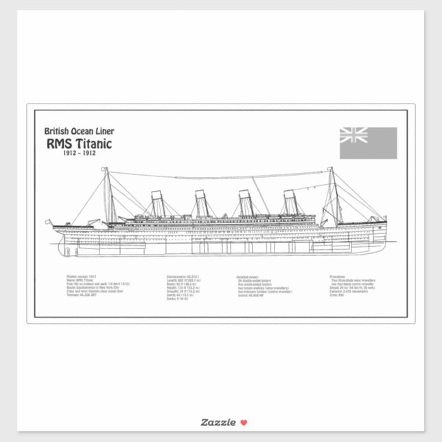 RMS Titanic Ship Blueprint Plans BD (Sheet)