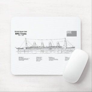 RMS Titanic Ship Blueprint Plans BD Mouse Pad