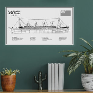 RMS Titanic Ship Blueprint Plans BD Photo Print