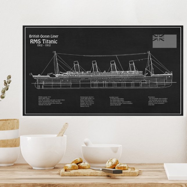 RMS Titanic Ship Blueprint Plans PBD Poster (Creator Uploaded)