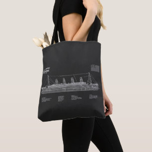 RMS Titanic Ship Blueprint Plans PBD Tote Bag