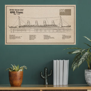RMS Titanic Ship Blueprint Plans SD Photo Print
